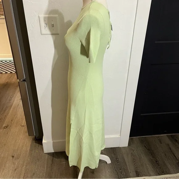 Maje Pastel Green Ribbed Knit Tie Back Midi Dress 38 - Picture 2 of 15